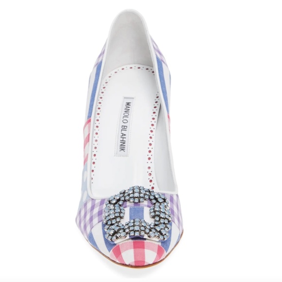 MANOLO BLAHNIK Hangisi Patch Pointed Toe Pump 37 - Picture 5 of 6